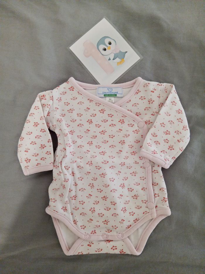 Bodie "fleurs" rose et blanc 1 mois