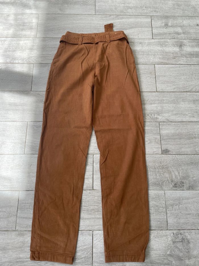 Pantalon marron taille haute avec ceinture – Style casual - taille 34 - photo numéro 4
