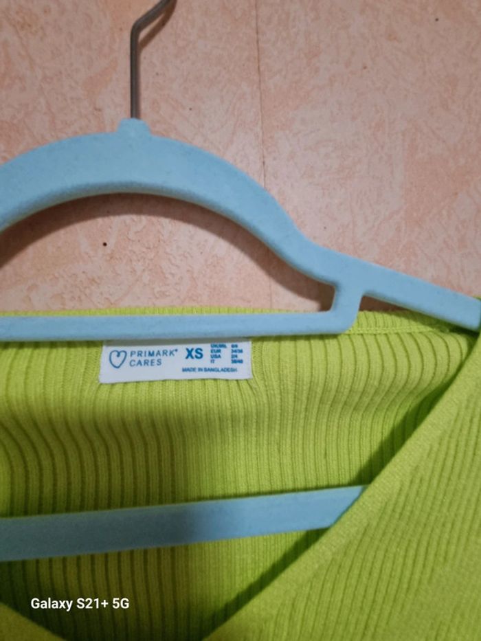 Pull col V vert pomme taille XS - photo numéro 6
