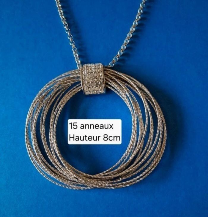 Collier fantaisie long NEUF avec pendentif argenté - photo numéro 2