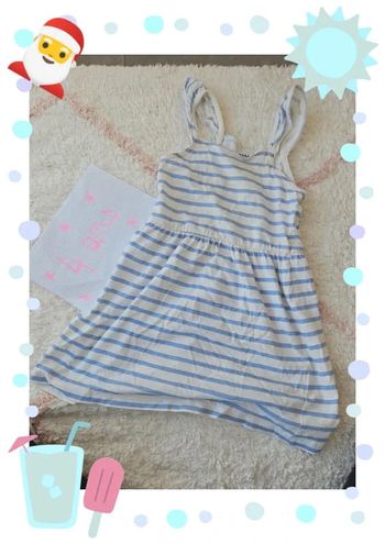 Robe a bretelle fille 4 ans rayure bleu et blanc marinière