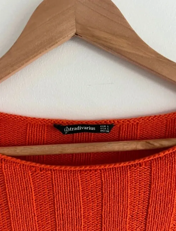Pull orange côtelé - photo numéro 3