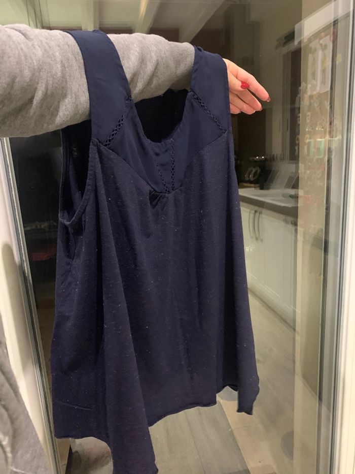 Haut bleu paillette doré - photo numéro 5