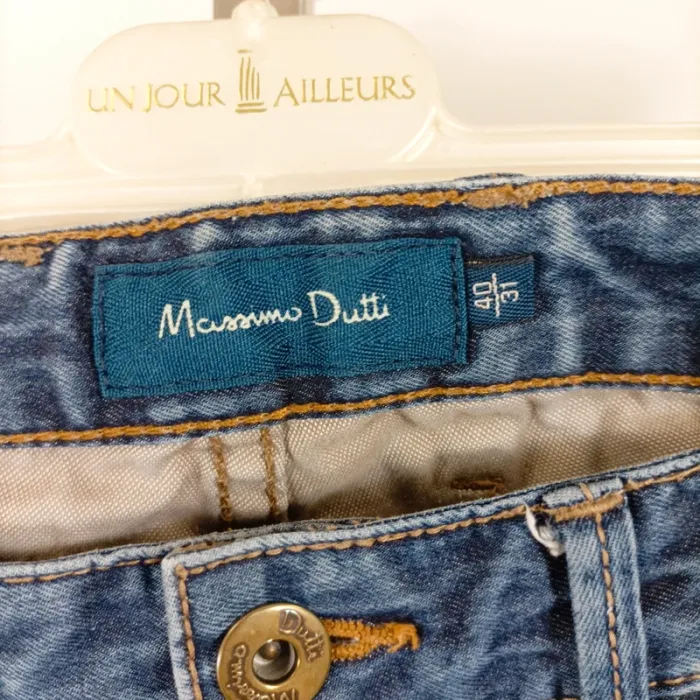 Jean slim bleu taille 40 Massimo Dutti en coton stretch, coupe droite flatteuse confortable A1230 - photo numéro 5