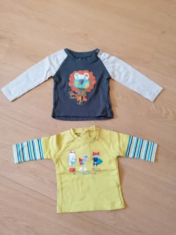 Lot 2 t-shirt manches longues 3mois