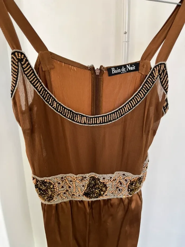 Robe d’été robe de plage marron chocolat en soie Bain de Nuit