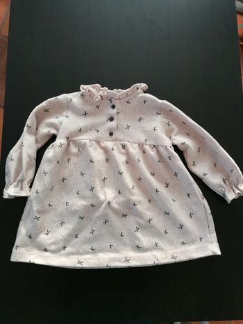 Robe hiver bébé fille beige libellule col froufrou