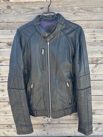 Veste  en cuir style moto pour femme noir Segura en cuir taille s