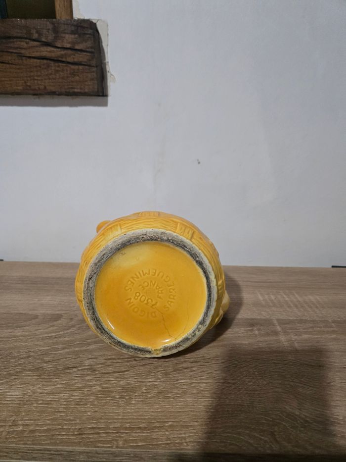 Ancien  Pichet Jaune Cruche Design Vintage Rétro Sarreguemines - photo numéro 3
