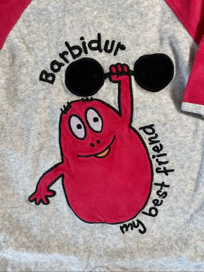 Barbapapa Pyjama Grenouillère gris et rose Taille 9 mois - photo numéro 4