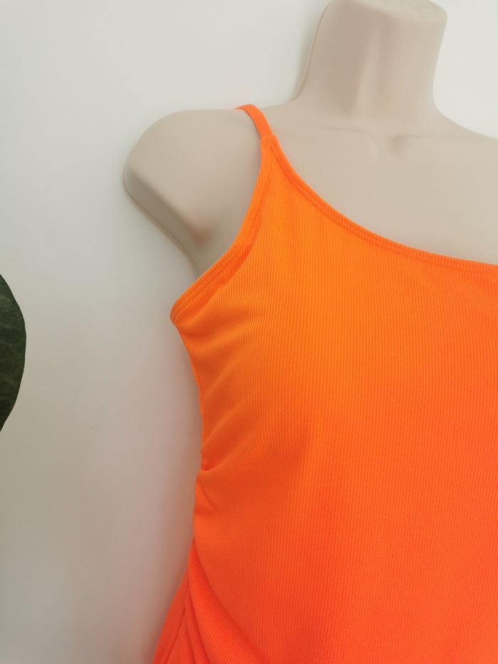 Maillot de bain orange côtelé asymétrique Shein Taille 1XL - 46 - photo numéro 2