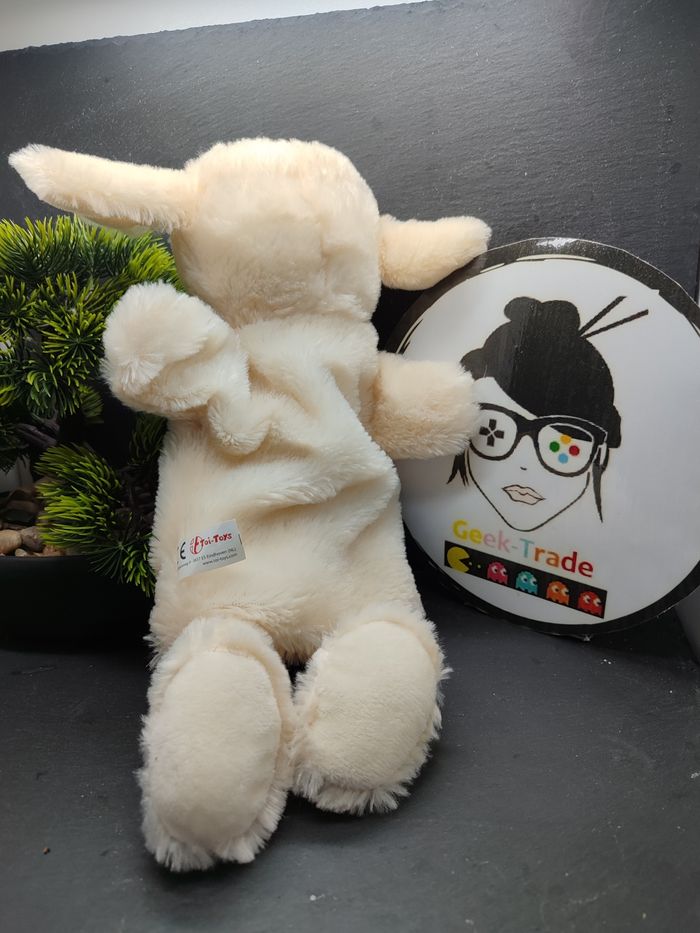 Doudou marionnette A Main mouton fourrure blanc beige écru toi toys Rose Marron - photo numéro 2