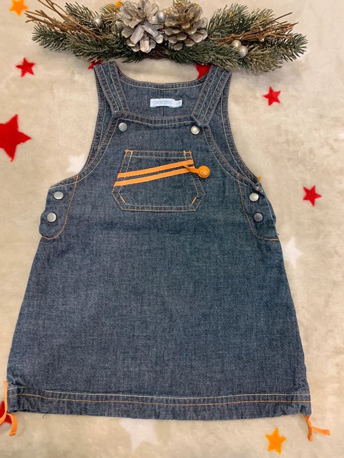 Robe Salopette Obaïbi Bleue Et Orange 6M