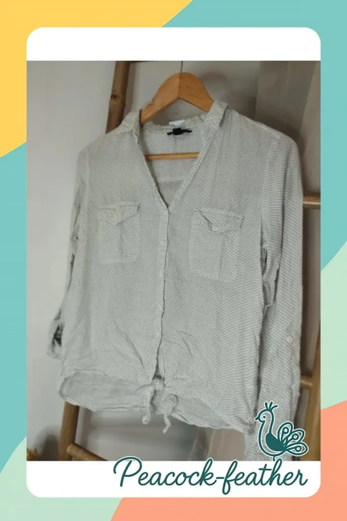 Chemise Jennyfer blanche à pois 38 - photo numéro 11