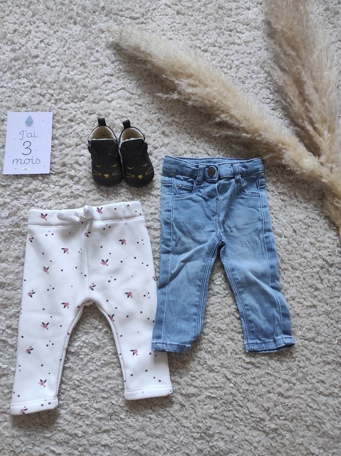 Jeans, jogging 3 mois + chaussures chat - photo numéro 4
