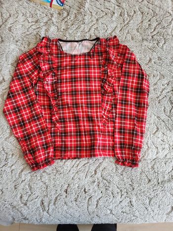 Chemisier chemise 12 ans carreaux rouge noir blanc à volant neuf