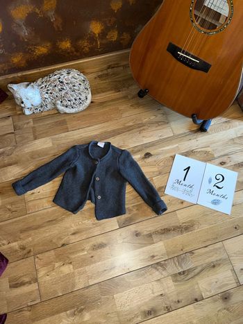 Joli gilet gris en maille très bon état hema 74cm/12mois