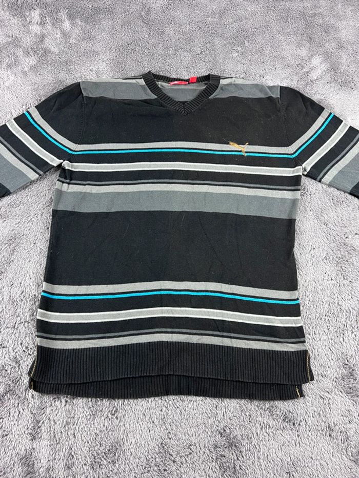 Pull à Rayures Puma Noir et Gris Taille M - photo numéro 6