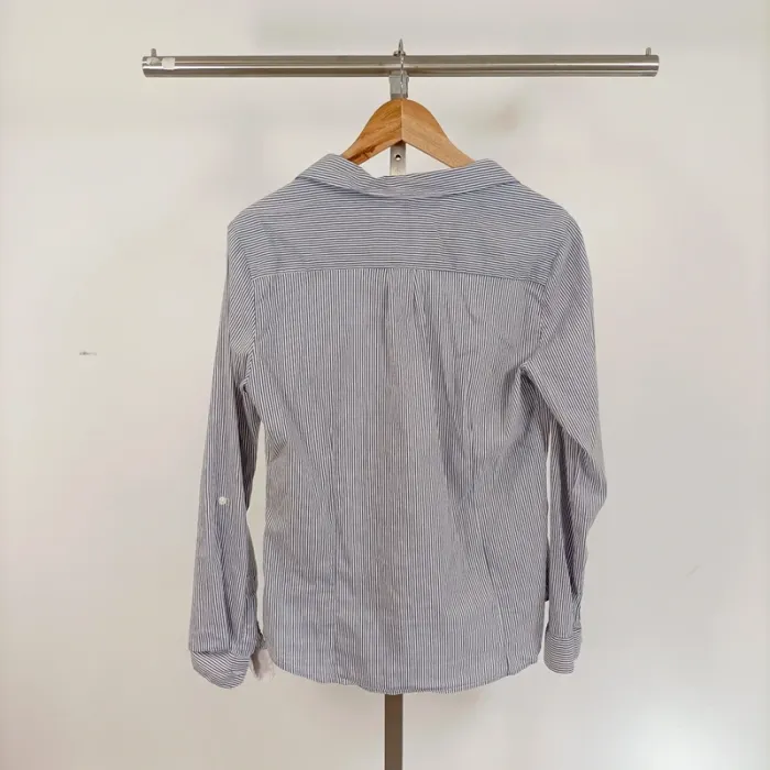 Chemise rayée bleue Happy D. by Damart T.46 coton stretch à col blanc et manches longues A1235 - photo numéro 7