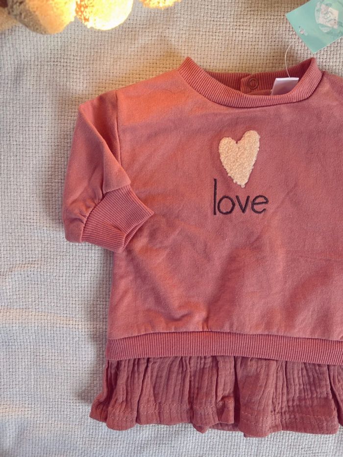 Robe style sweat-shirt corail love neuf - photo numéro 2