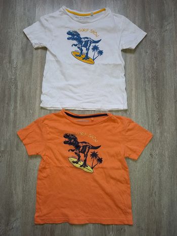 2 tee shirt dinosaure basic même pas peur taille 8 ans