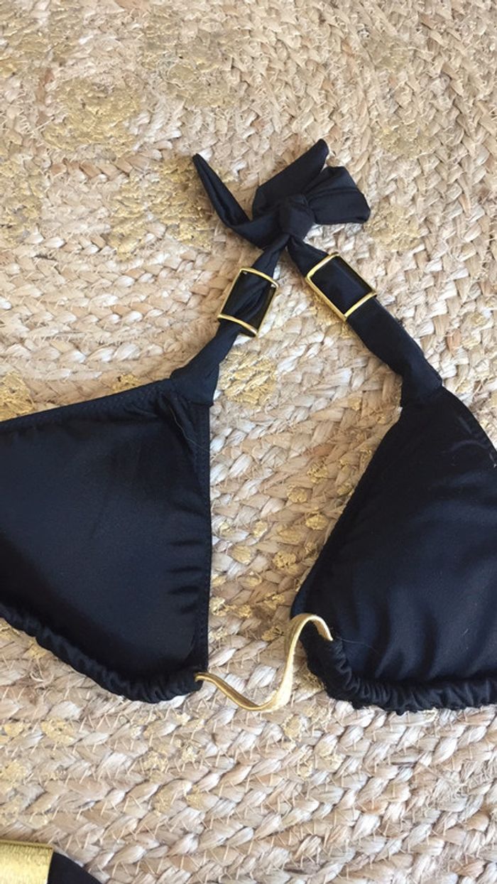 Maillot deux pièces noires dorées taille S - photo numéro 3