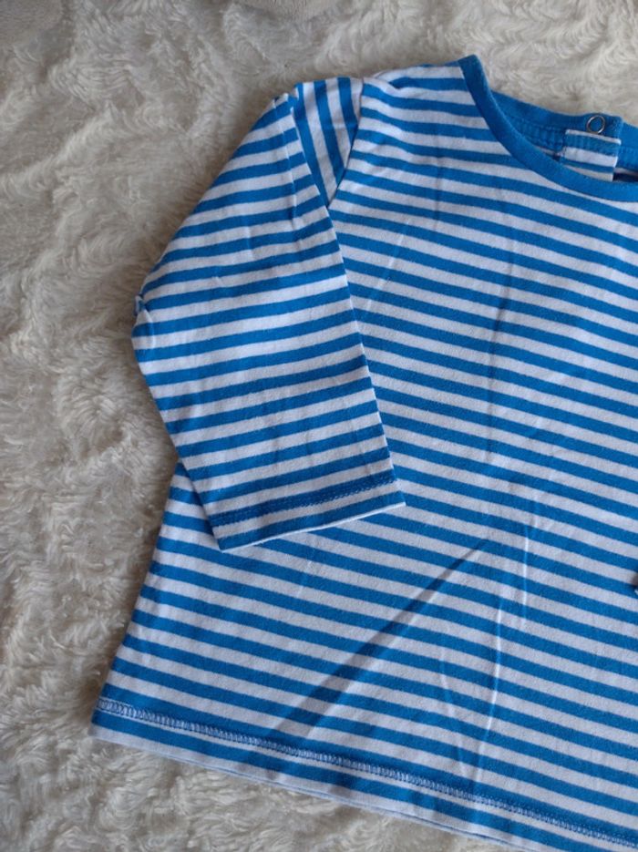 Tee shirt chemise manches longues rayé Garçon 12 mois Kitchoun 100% coton - photo numéro 3