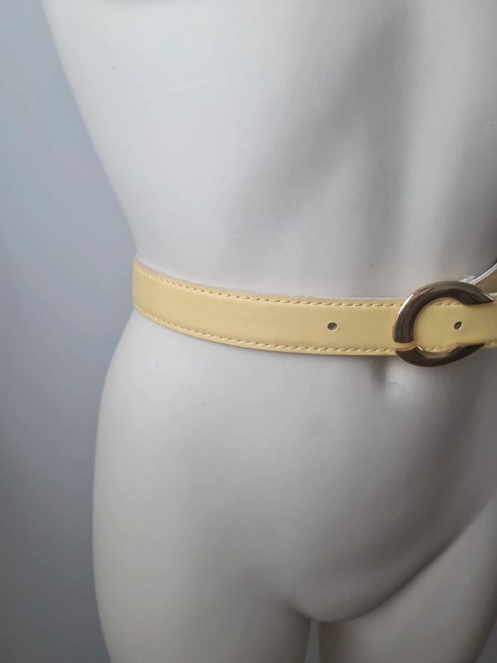 Ceinture jaune vintage boucle métal doré - photo numéro 13