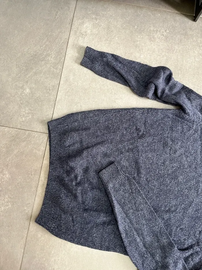 Pull bleu chiné 20% laine - photo numéro 3
