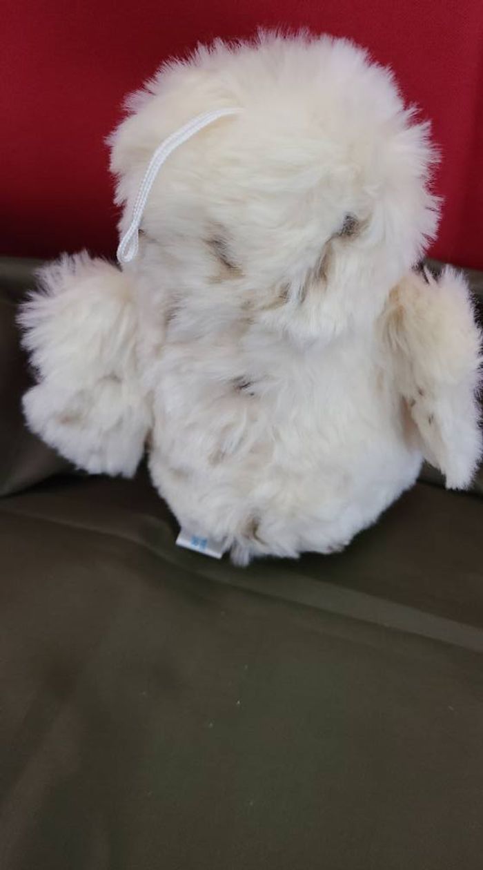 Peluche doudou hibou chouette beige blanc taches noires 17 cm Gipsy - photo numéro 3