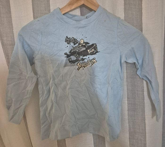 Tee-shirt bleu ciel Kiabi manches longues