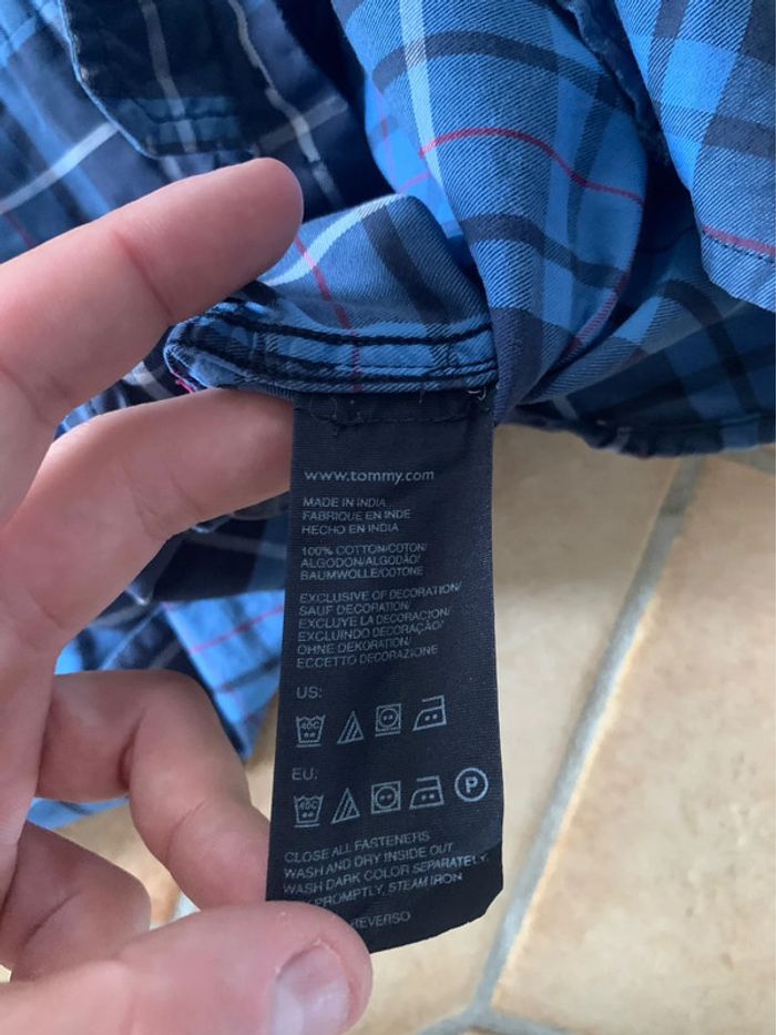 Chemise manches longues à carreau / rayures Tommy Hilfiger bleu noir - photo numéro 6