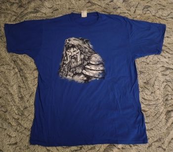 T Shirt Ours Berserker Viking Bleu/Blanc - Taille XL