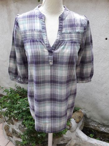 Tunique écossaise violet et vert pastel