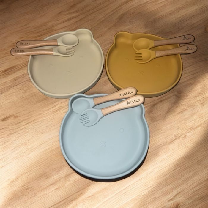 Set de repas bébé en silicone personnalisé gravé au laser - photo numéro 5