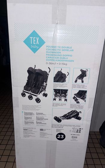 Poussette canne double tex baby
