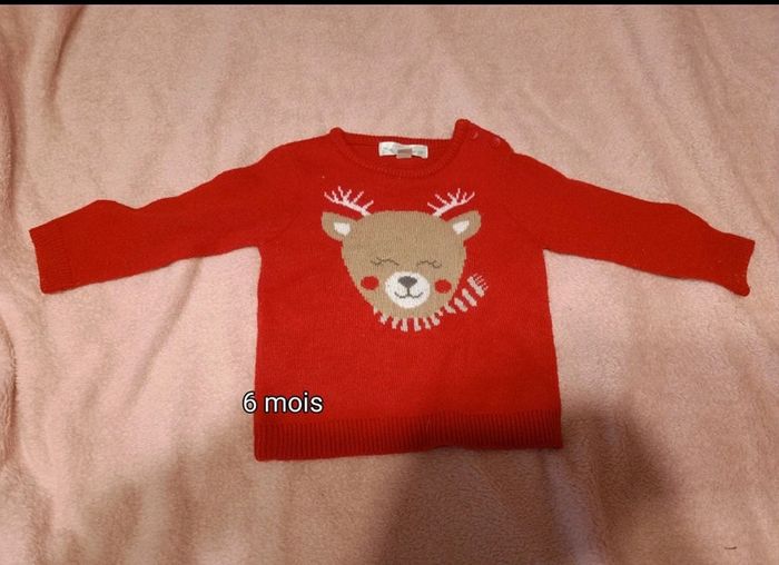 Pull de Noël rouge 6 mois