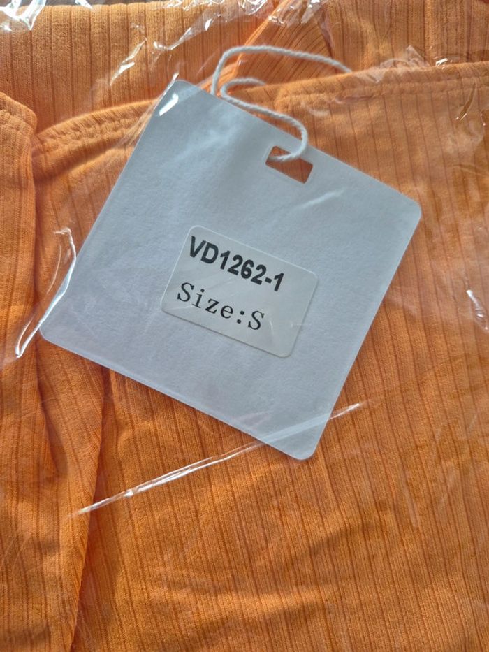 Robe Courte Orange Manches Courtes Femme Taille S/36 - photo numéro 3