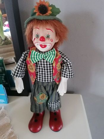 ❗ Réservé, Clowm  jardinier automate en porcelaine