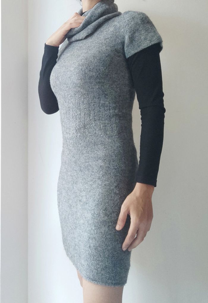Robe pull hiver laine col roulé Naf Naf grise M très bon état
