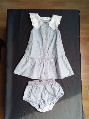 Robe courte sans manche rayée couleur jean