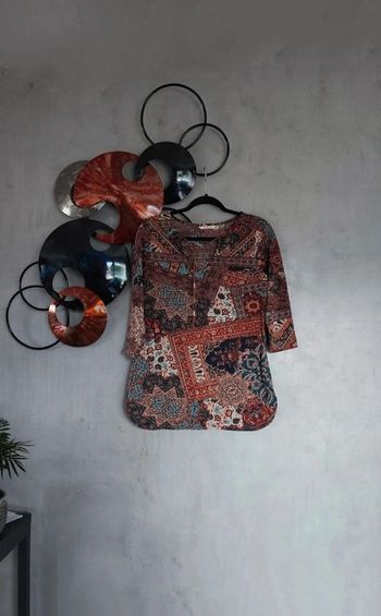 Blouse motifs patchwork bruns Camaïeu