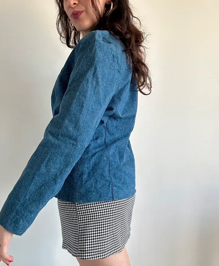 Veste blazer en jean vintage années 80 taille S - photo numéro 6