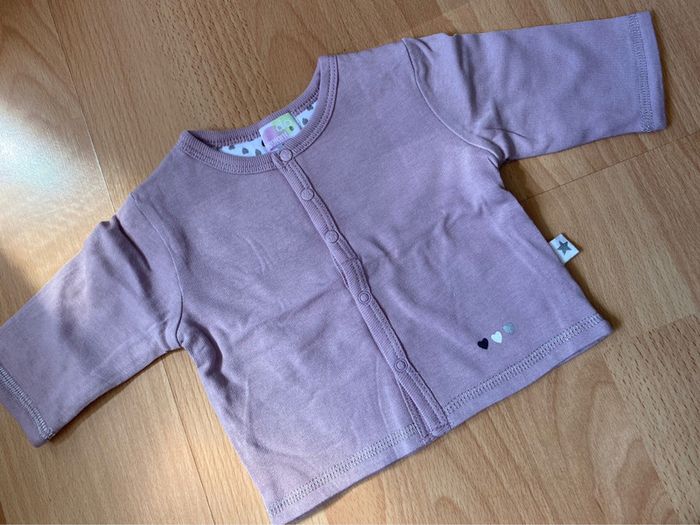 Beau gilet mauve T. 1 mois/54 cm fille neuf