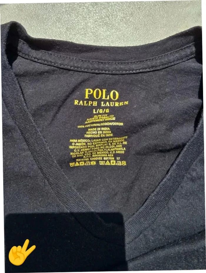 T-shirt Ralph Lauren L coupe col rond noir Homme Men tee67 - photo numéro 3