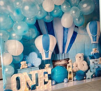 Toile photographie 1 an bleu montgolfières