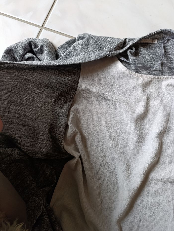 Pull femme gris et blanc - photo numéro 2