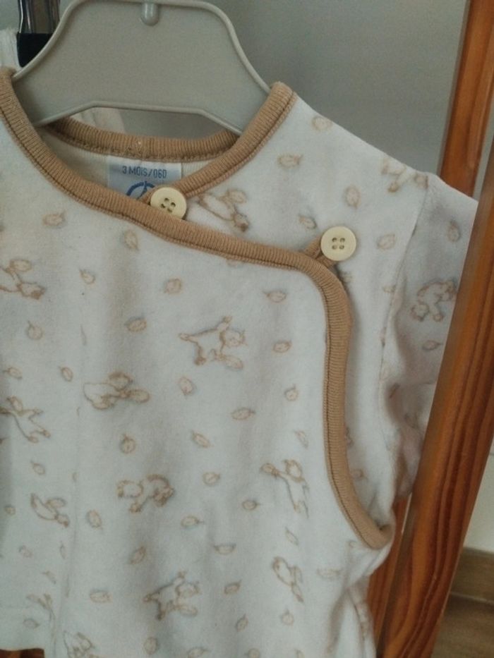 Ensemble vintage velours mixte Petit Bateau 3 mois - photo numéro 2