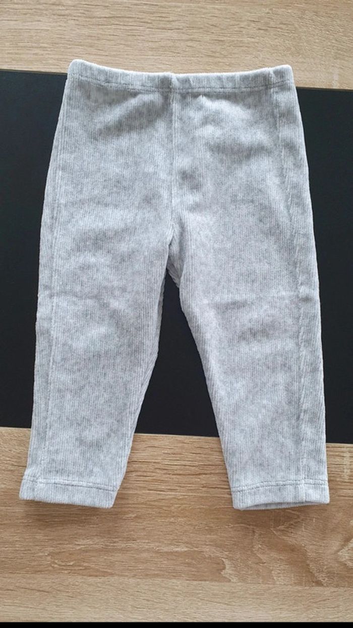 Lot de 2 leggings velours 12 mois et 80 cm - photo numéro 2