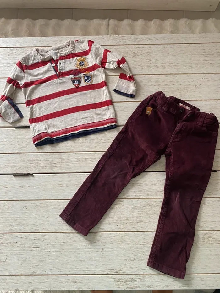 Ensemble pantalon velour + polo manche longue 3 ans - photo numéro 7